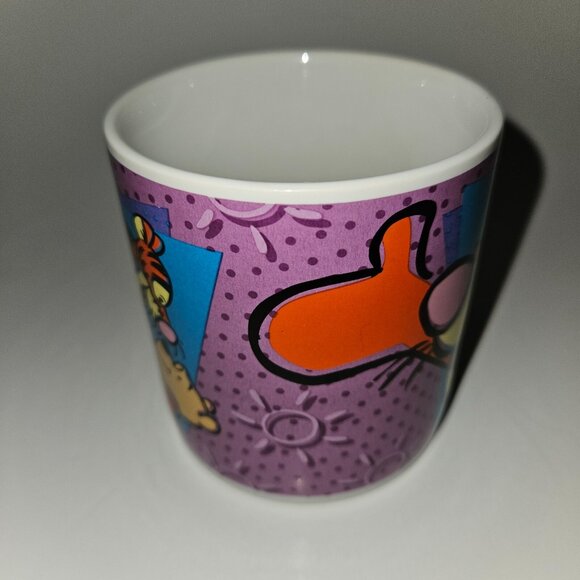 VTG Winnie the Pooh Tigger Pouncing Purple White Mug Cup Disney 1997 - Picture 2 of 8